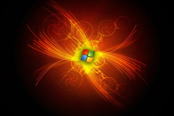Логотип microsoft с огненными лучами