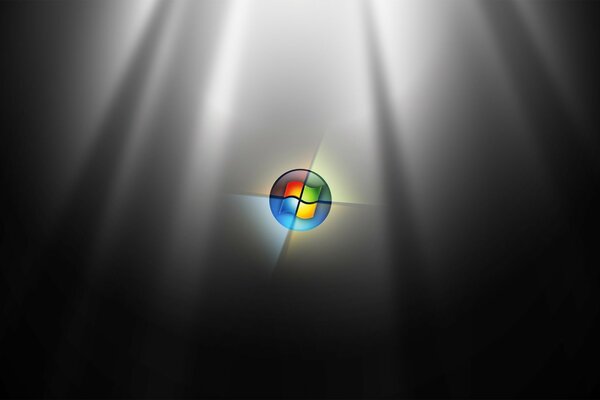 Подсвеченный логотип microsoft windows 7 на черном фоне
