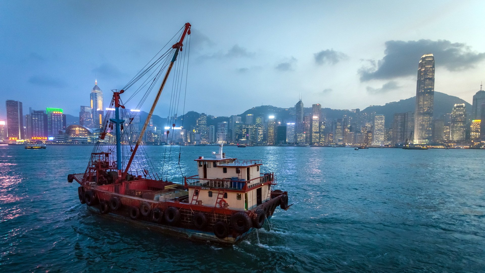 hongkong bay miasto statek