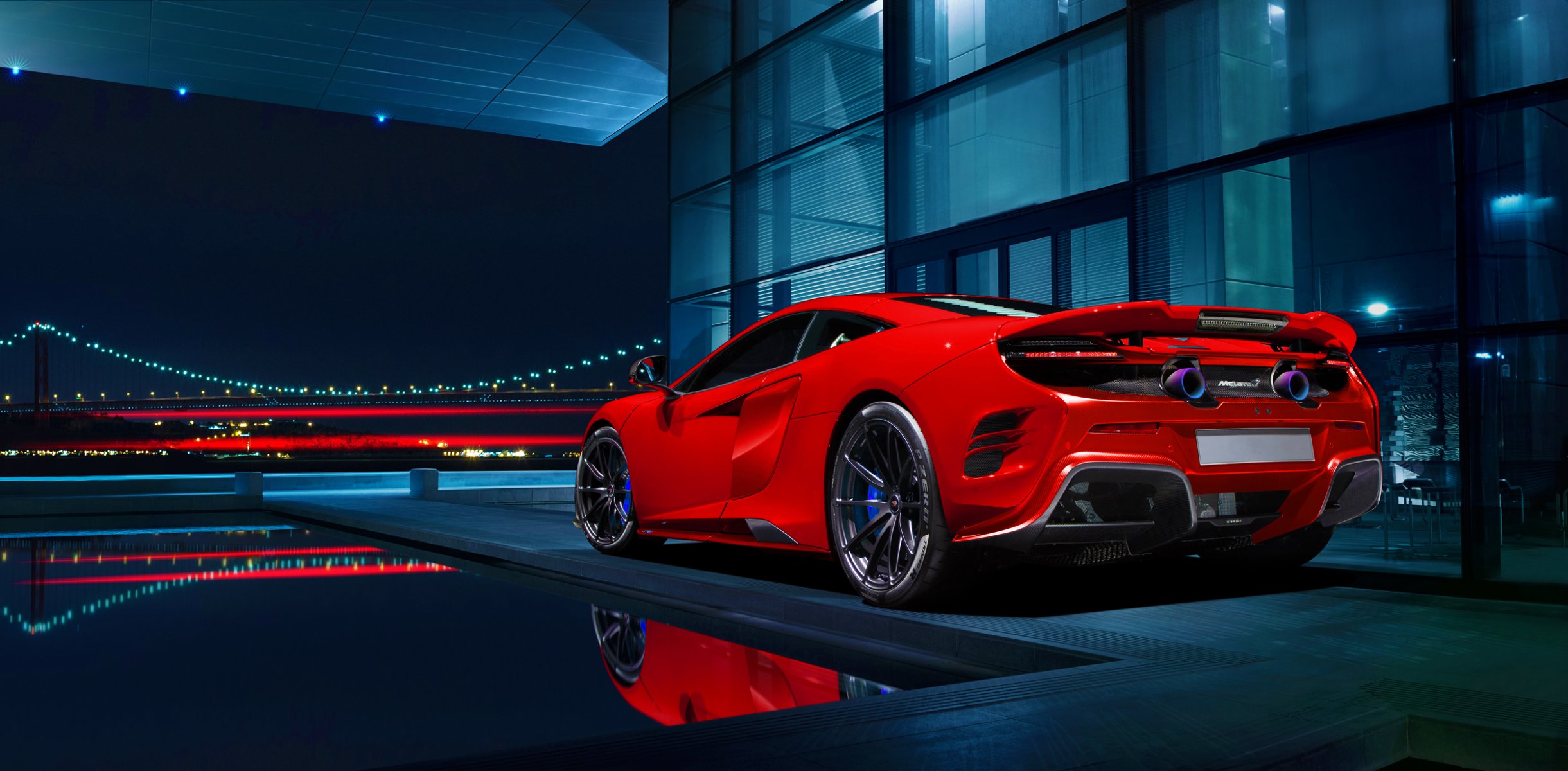 mclaren 675lt 2015 г. scarletto оранжевый суперкар сзади