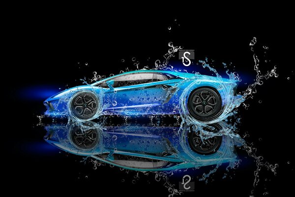 Wzór niebieski Lamborghini na czarnym tle