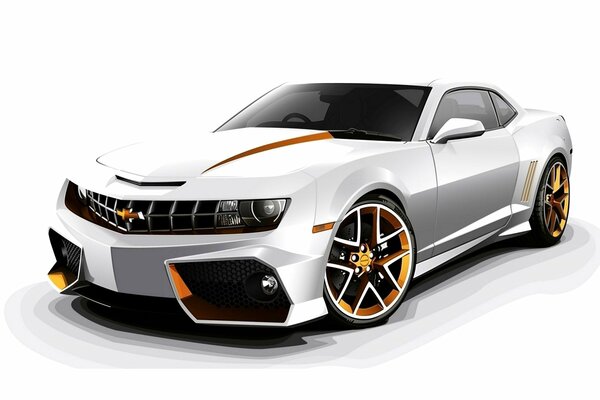 Biały Chevrolet Camaro na białym tle