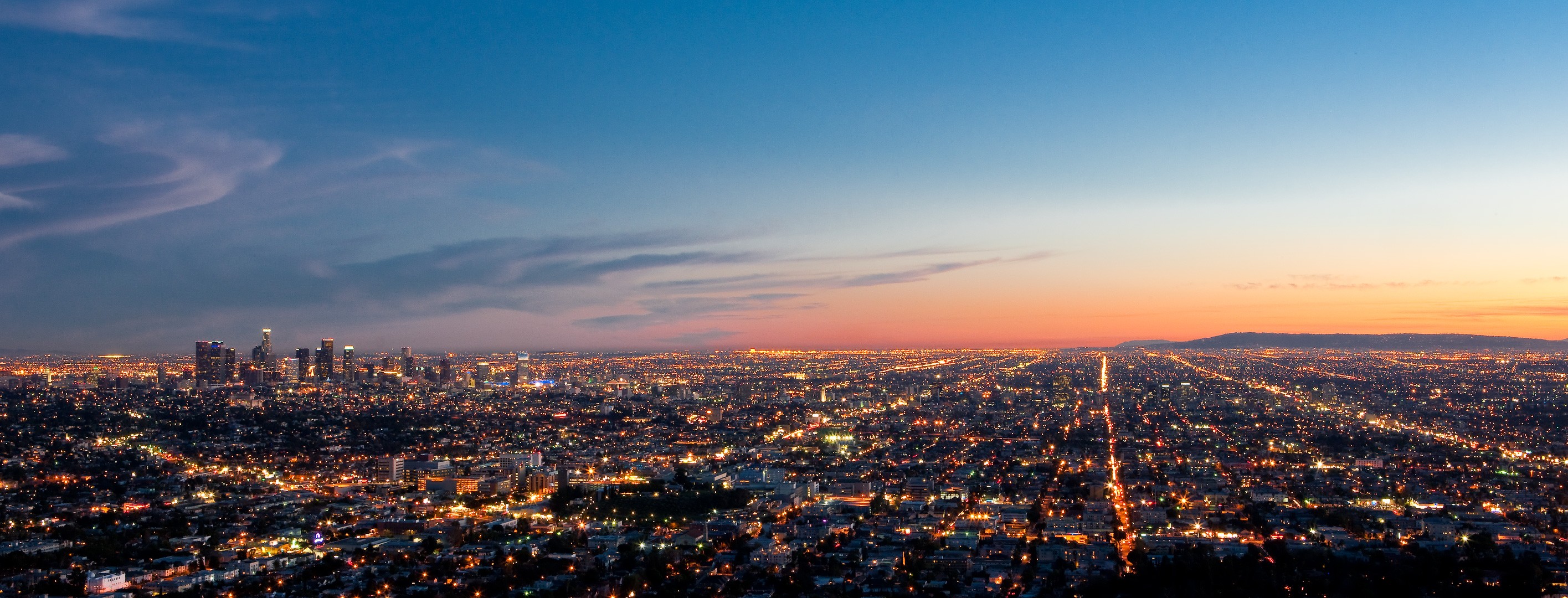 los angeles lampki wieczorne panorama