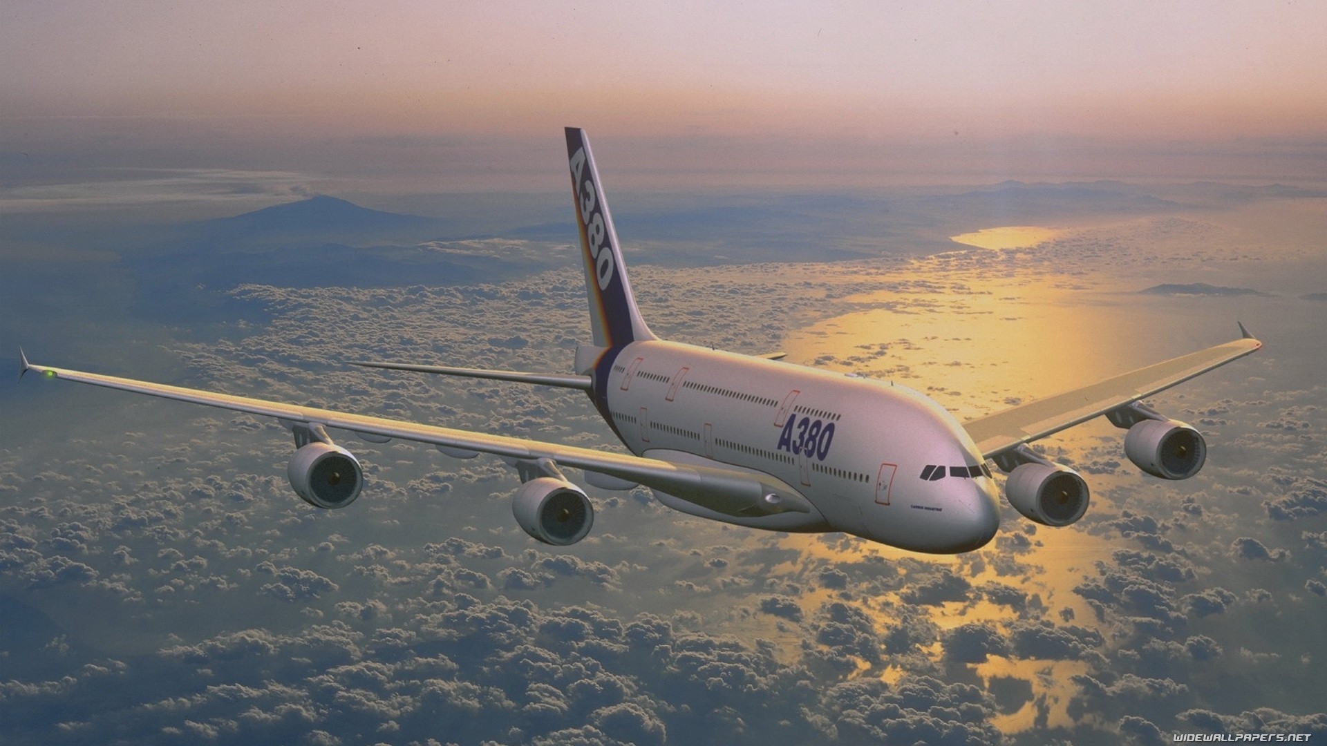 небо а380 аэробус самолет облако голубой