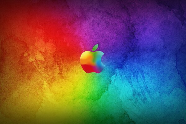 Logo Apple na wielokolorowym tle