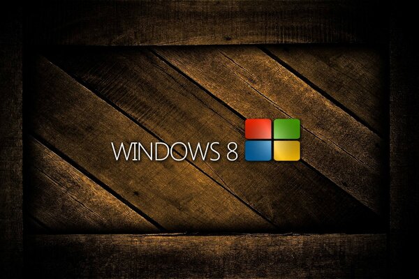 Logo microsoft windows 8 na drewnianym tle