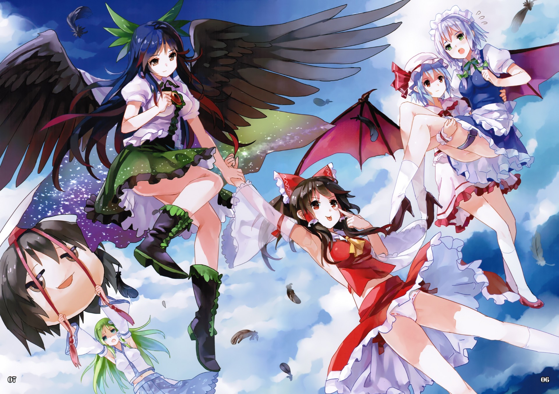 hameimaru aya grupa reiuji utsuho izayoi sakuya kochiya sanae remilia szkarłat