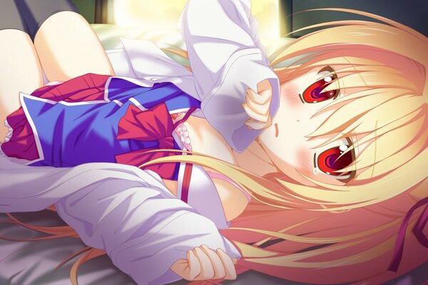 Blondynka anime z dużymi oczami