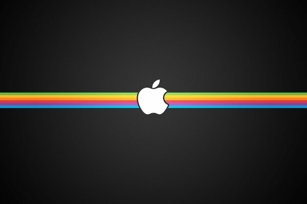 Logo Apple na czarnym tle z tęczą
