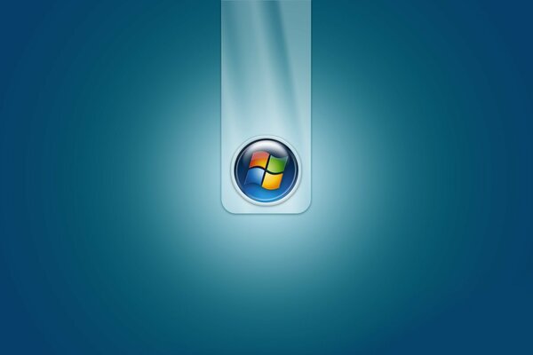 Logo Microsoft Windows 7 emblemat okrągła ikona na niebieskim tle