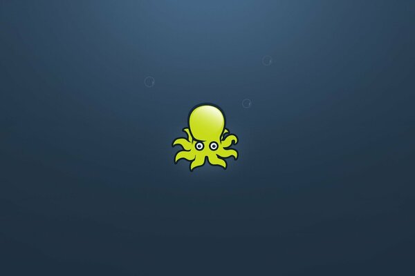 Kreatywna żółta Ośmiornica w głębokim oceanie