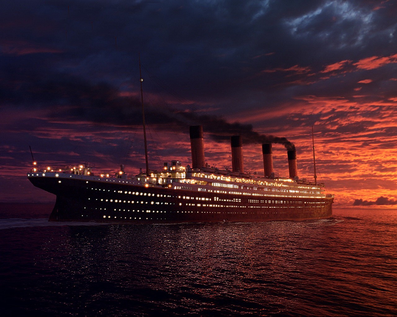 titanic statek zachód słońca