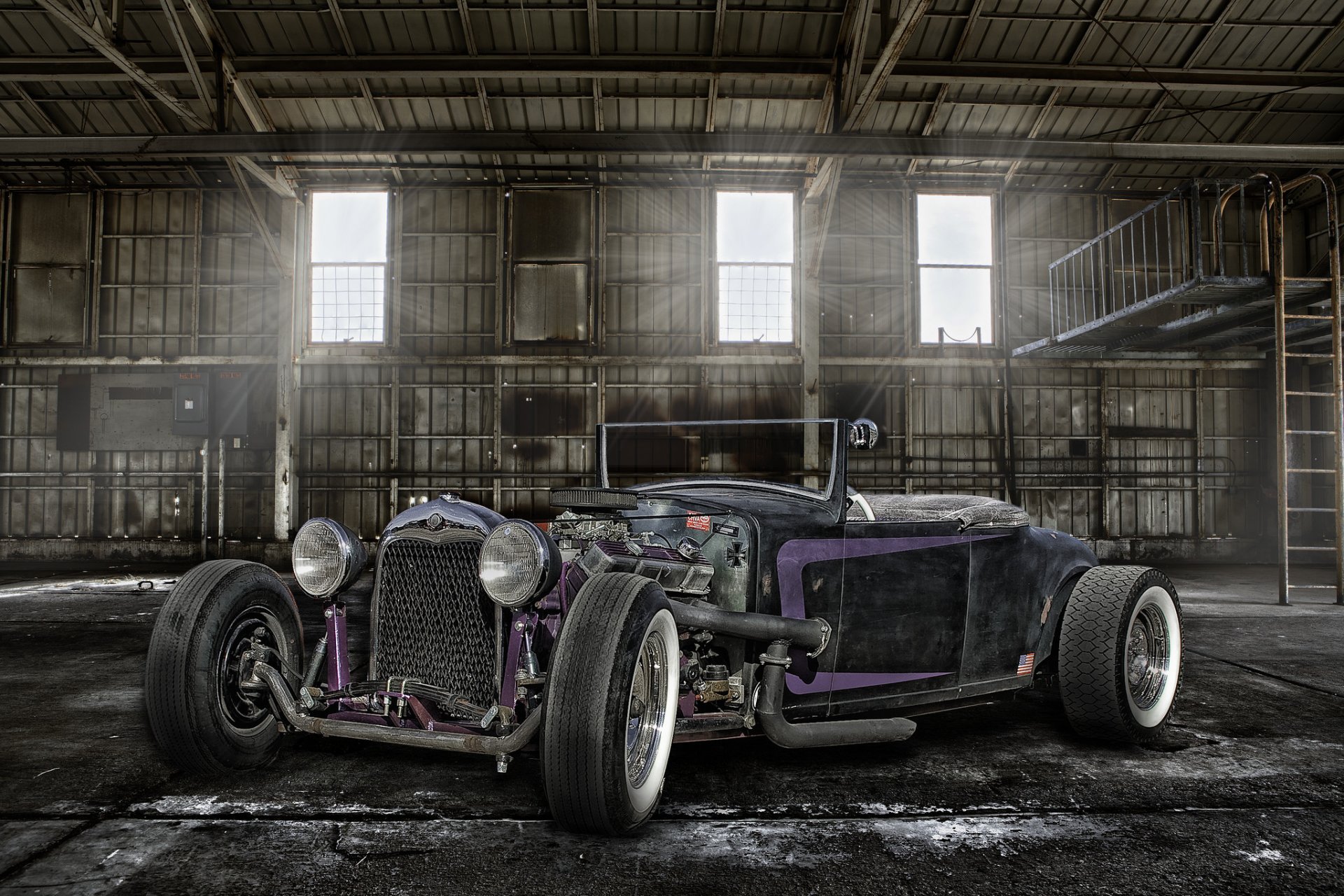 hot rod samochód klasyczny klasyczny retro przód hangar