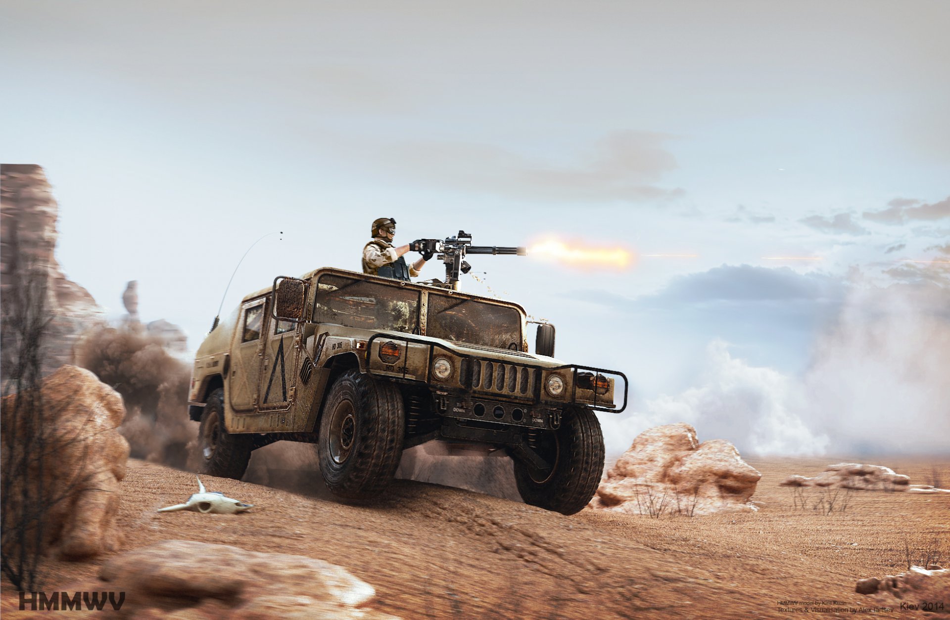 американский безумие по abiator текстуры и визуализация бу алекс iartsev hmmwv модель кирилла кузин hummer миниган хаммер хамви пустыня череп