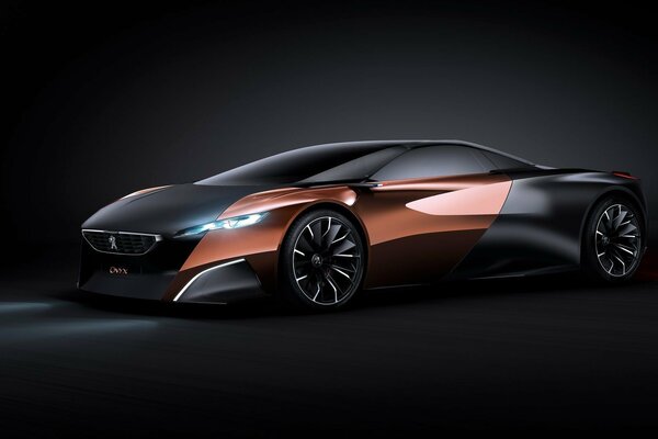 Peugeot оптикаемый на чёрном фоне