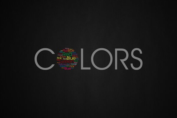 Серая надпись colors на чёрном фоне