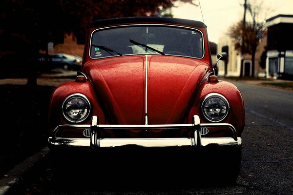 Застаренная обработка фотографии с автомобилем volkswagen жук