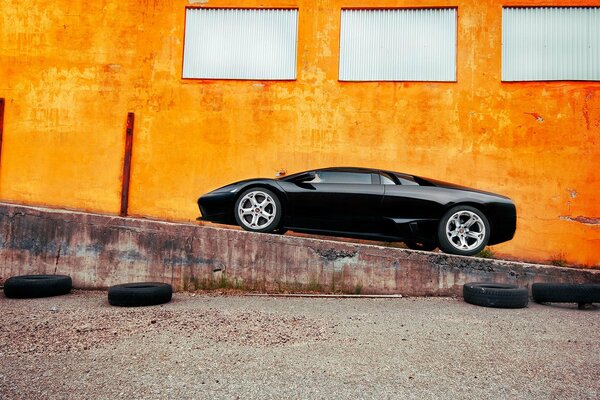 Суперкар черный lamborghini murcielago