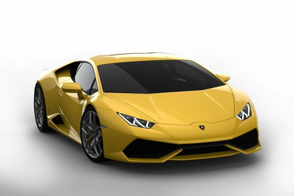Желтый lamborghini на белым фоне