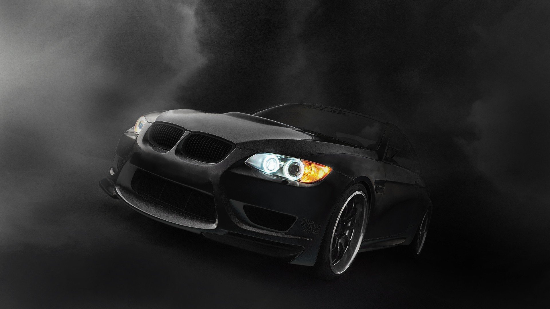 bmw czarny samochód ciemny bmw półmrok reflektory