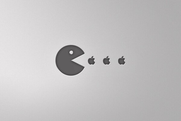 Buźka pacman zjada jabłko apple