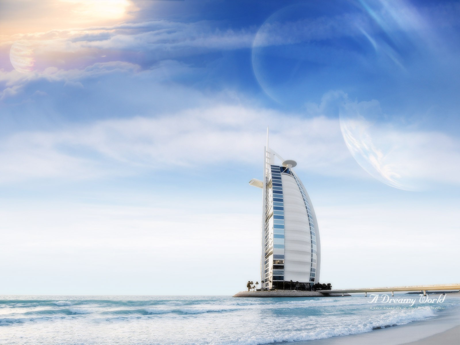 burj al arab hotel dubaj chmury morze marzycielski świat
