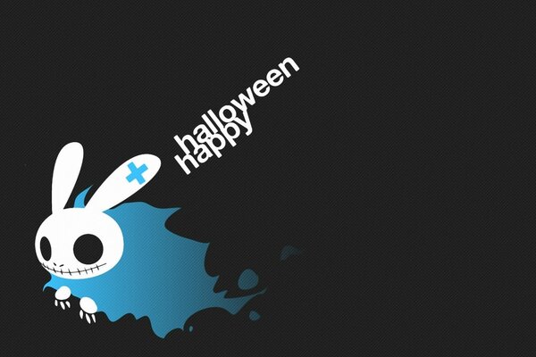 Straszny Halloween królik na czarnym tle