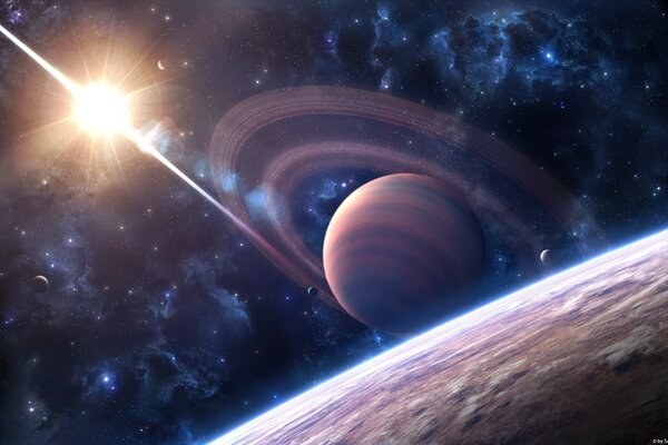 Galaktyczne słońce na innej planecie