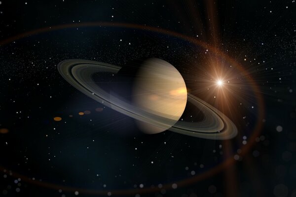 Słynne pierścienie planety Saturn w czarnej przestrzeni