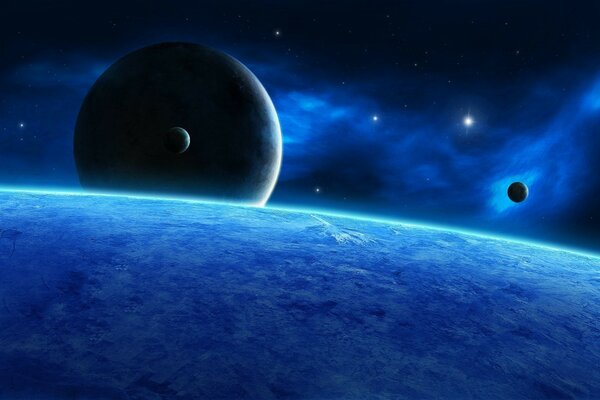 Nierealny obraz planet w Kolorze Niebieskim