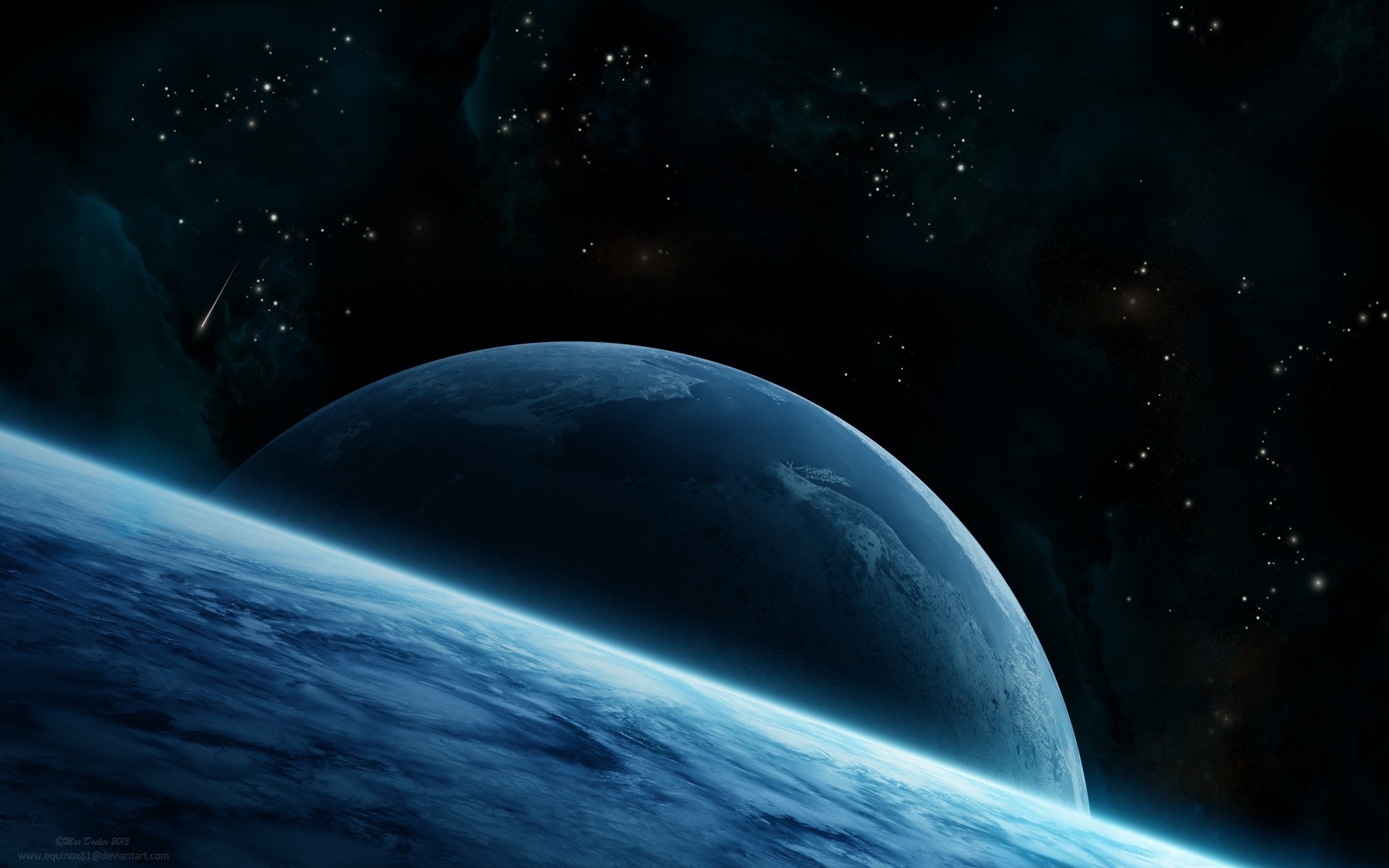 niebieski fantastyka gwiazda planeta asteroida
