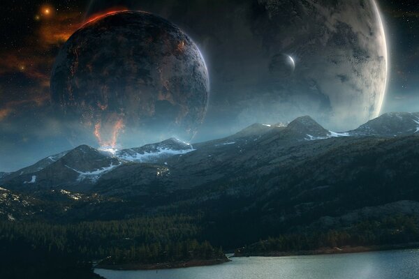 Art Fantasy świat planety w tle