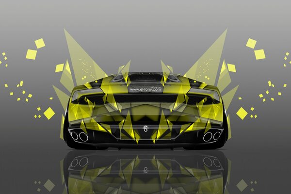 Zielone lamborghini na szarym tle