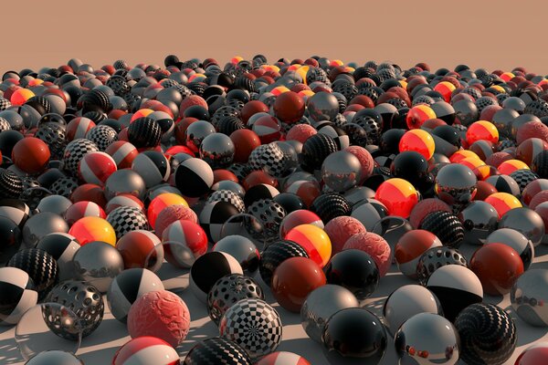 3 d шары на фоне рассветного неба