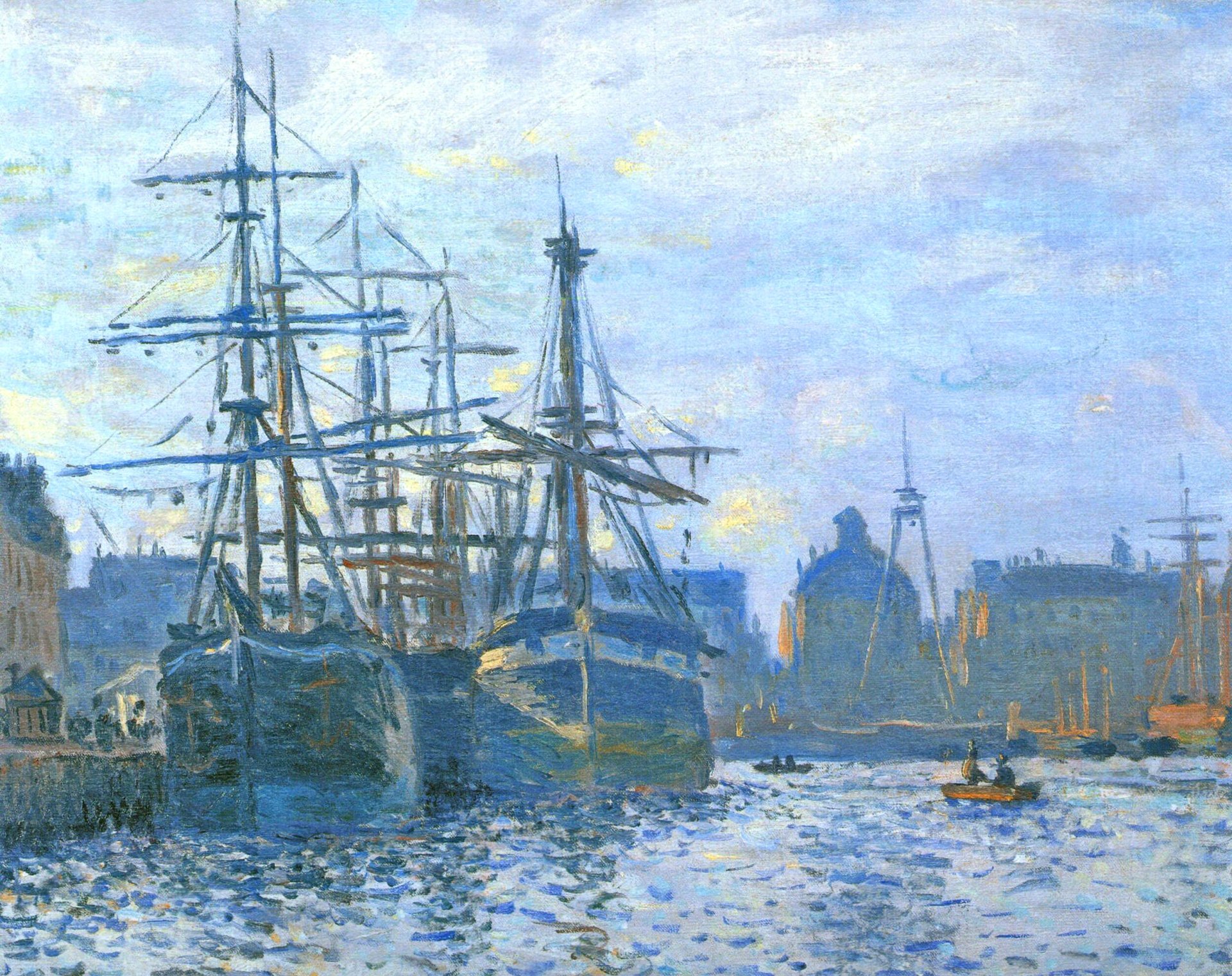 claude monet obraz krajobraz port miasto statek morze niebo żaglówka