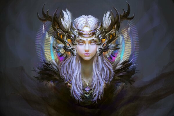 Dziewczyna z rogami Art w minimalizmie