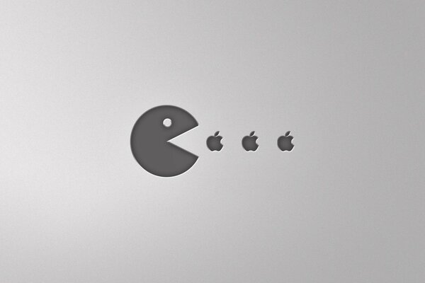 Packman jedzący logo apple