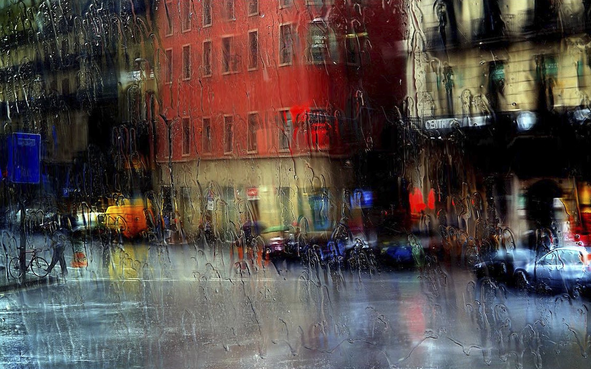 город стекло дождь улица