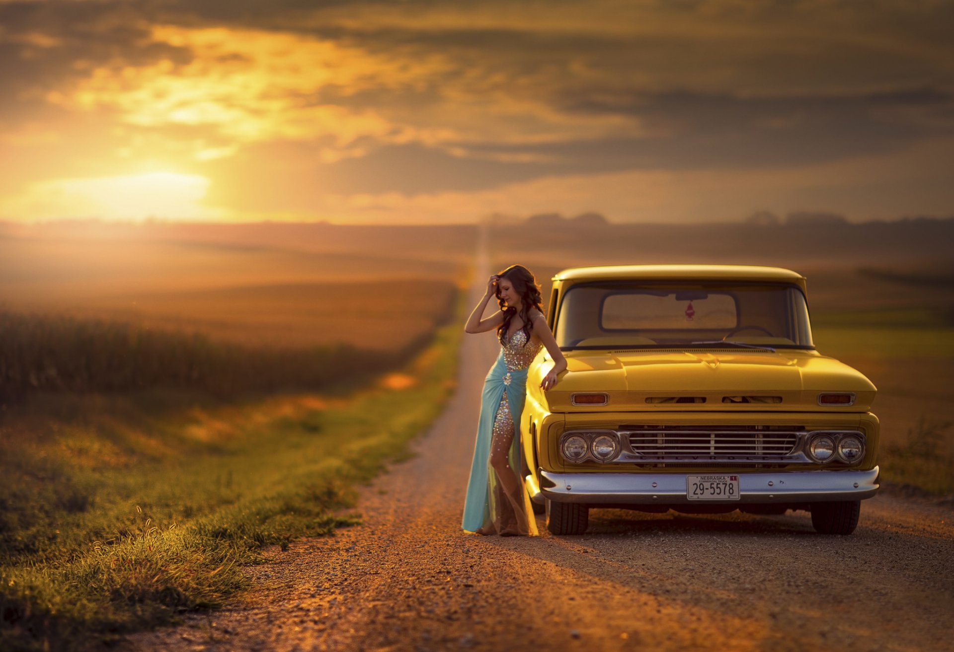 простор дорога девушка машина авто chevrolet