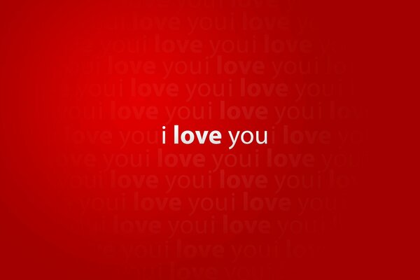 I love you. Biała czcionka na czerwonym tle