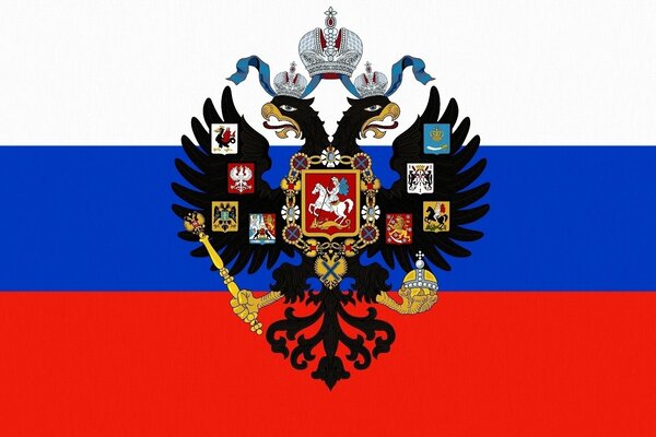Rosja Rosja herb na tle flagi Rosji