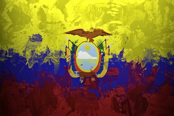 Флаг Эквадора в акварельной технике