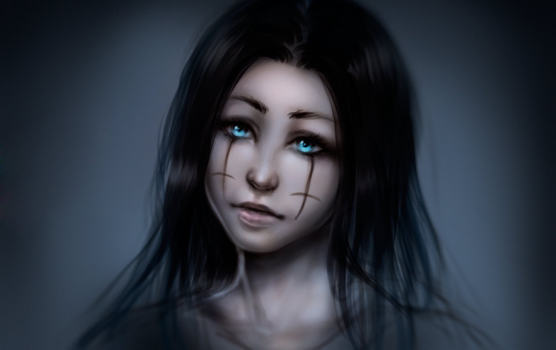 dziewczyna niebieskie oczy portret zbliżenie