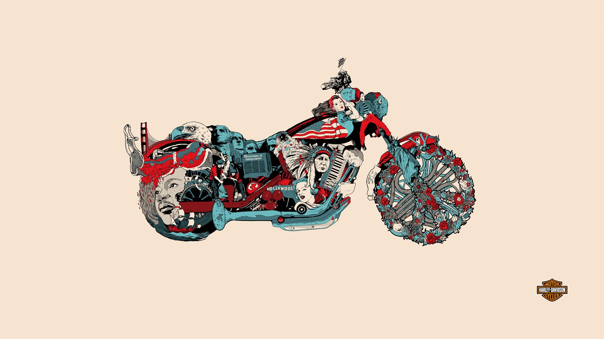 harley davidson historia motocykl rower tło