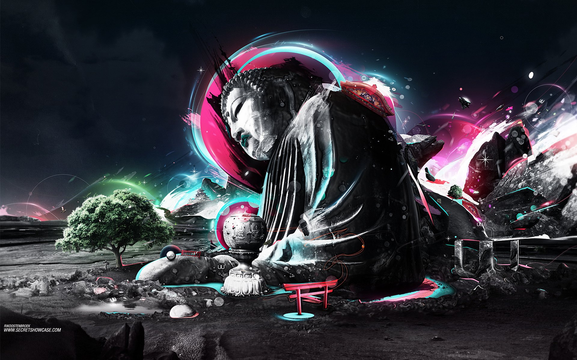 abstrakcja drewno budda