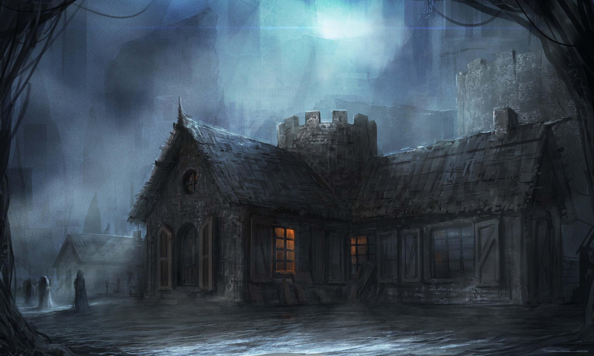 art cloudminedesign miasto budynek ponury noc