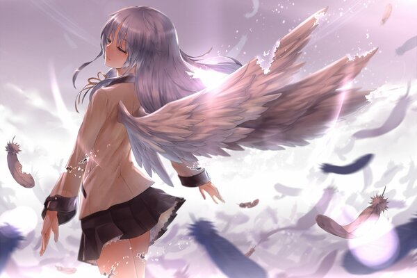 Angel beats dziewczyna anioł w świetle słońca