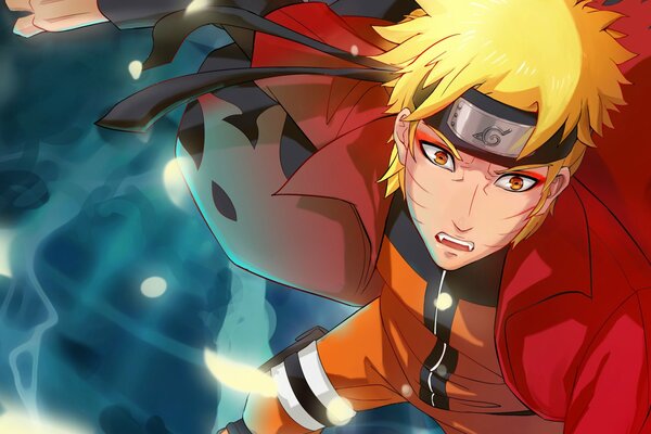 Naruto w czerwonej pelerynie Ninja