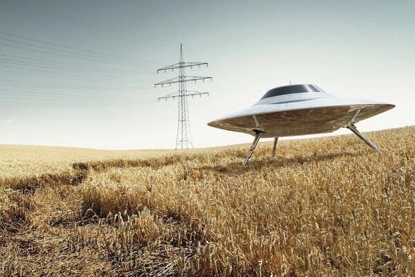 Płyta UFO stoi w polu