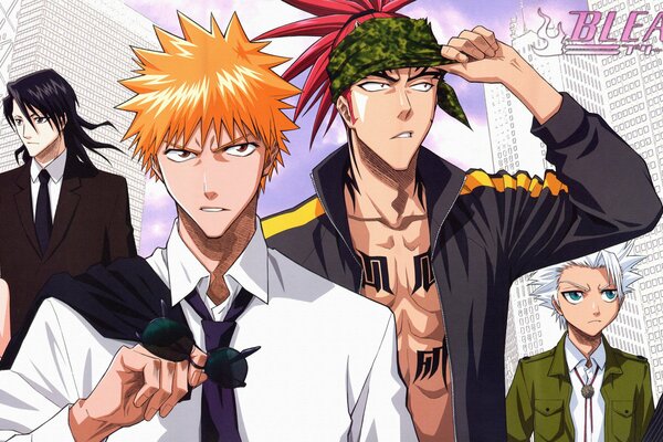 Anime Ichigo Kurosaki, Shinigami, Renji abarai, Jin Ichimaru, Toshiro hitsugaiyu